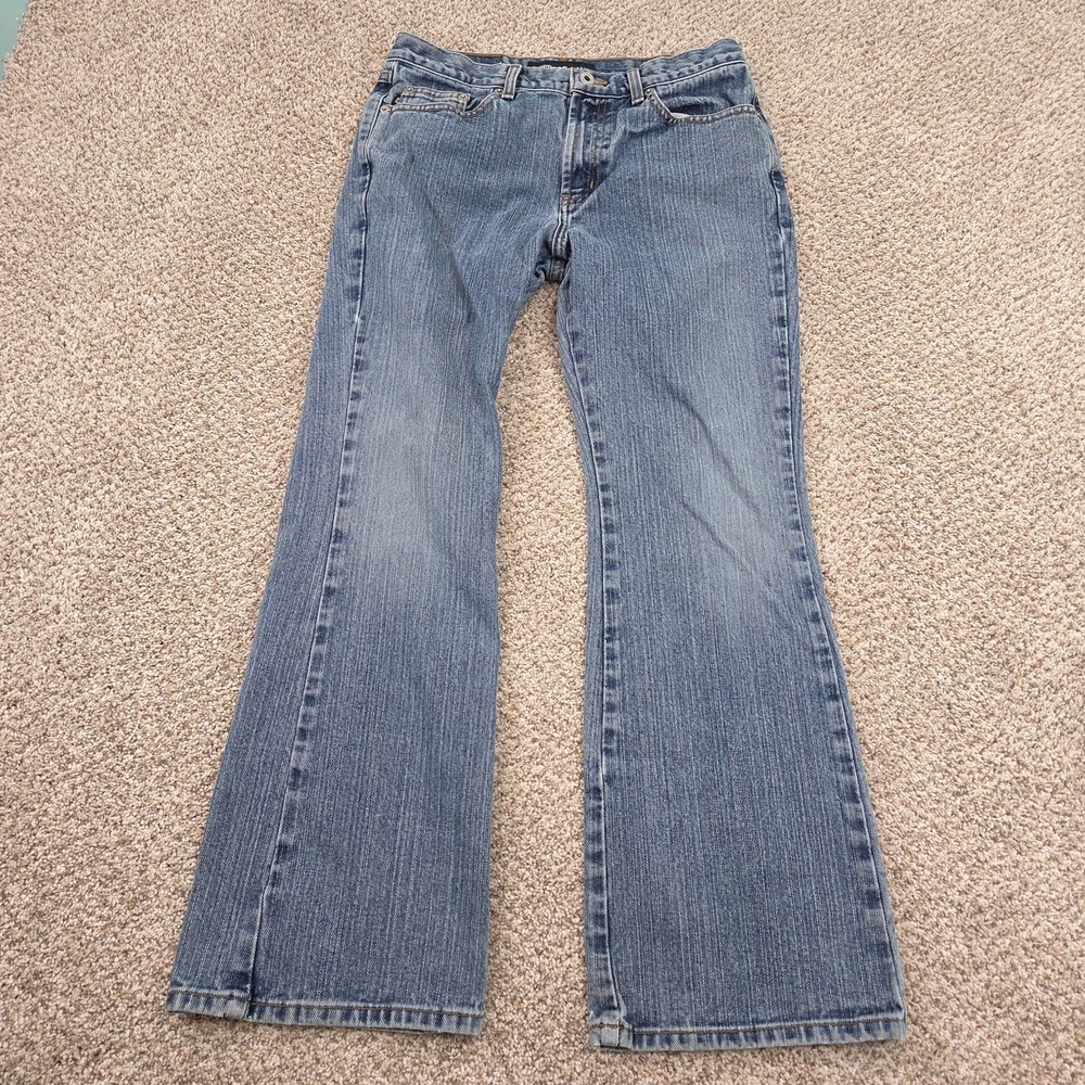 VTG Y2K Express Womens Low Rise Flare Jeans Medium Wash Size 7/8 Short Grunge‎